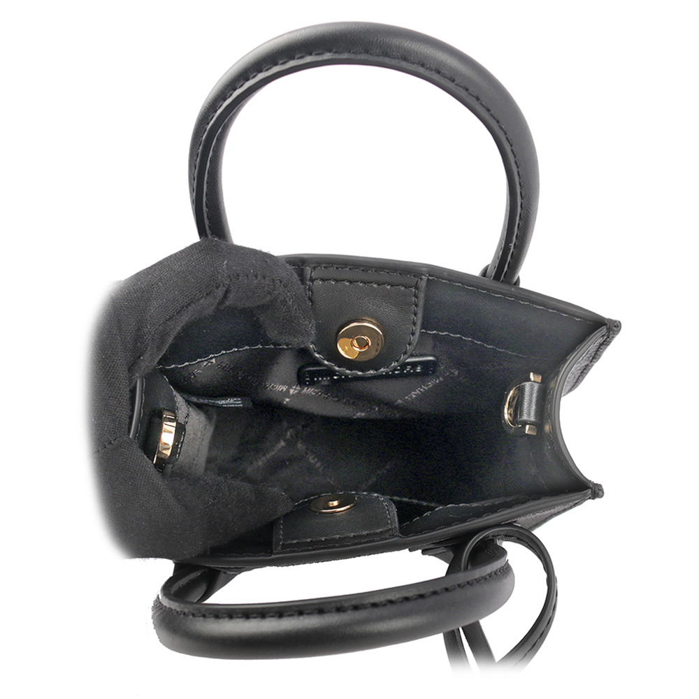 【Michael Kors】Mercer 塗層帆布手提/斜背二用迷你琴譜包(黑色) 35T1GM9C0I BLACK