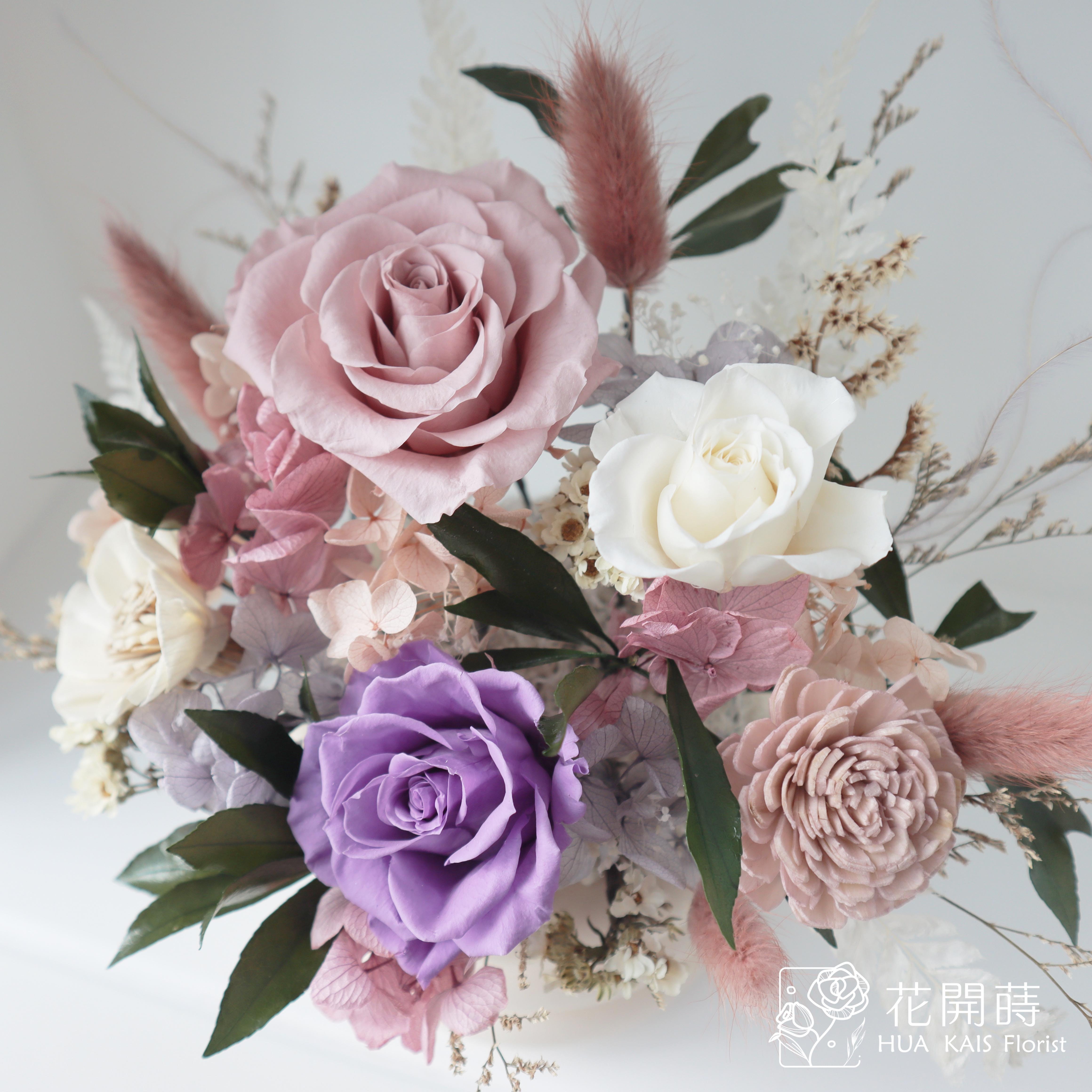 永生桌花|芋頭奶大桌花|永生玫瑰|開幕賀禮|入厝新居|永生花盆花|母親節桌花