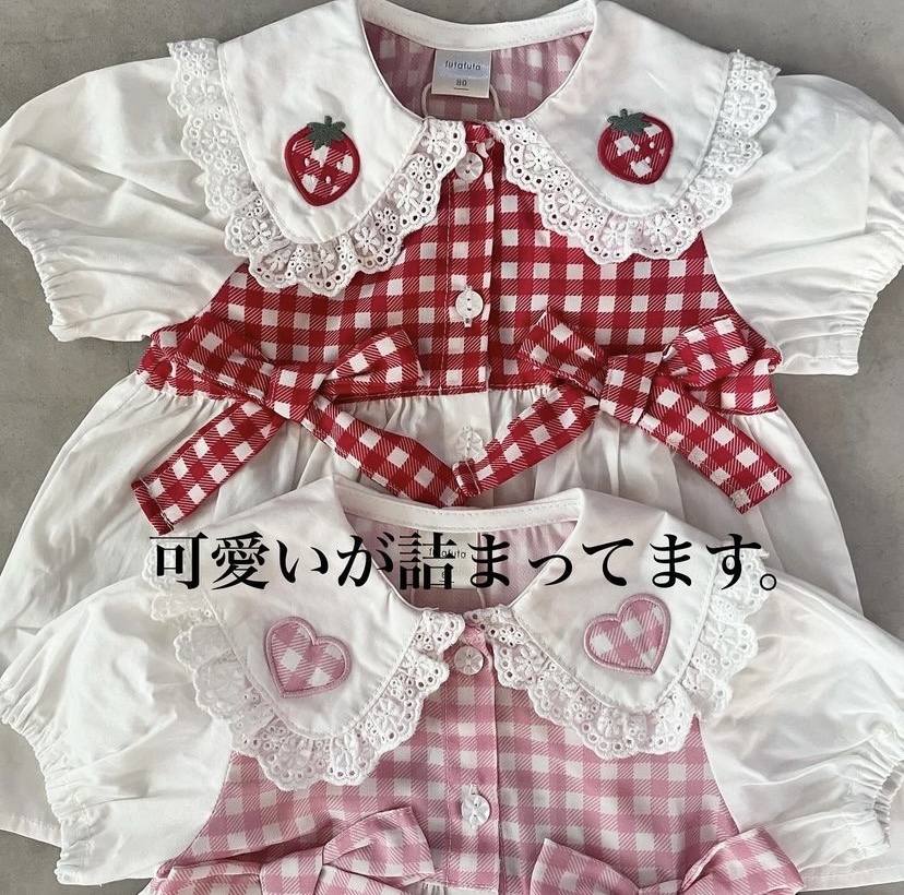 🍓🩷日單 𝐅𝐮𝐭𝐚𝐟𝐮𝐭𝐚 娃娃領格仔上衣裙