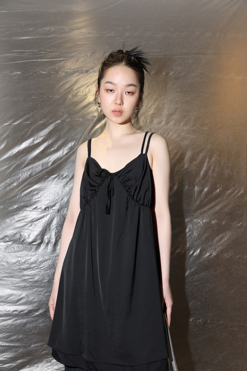 可甜可鹽雪紡細肩短洋-黑