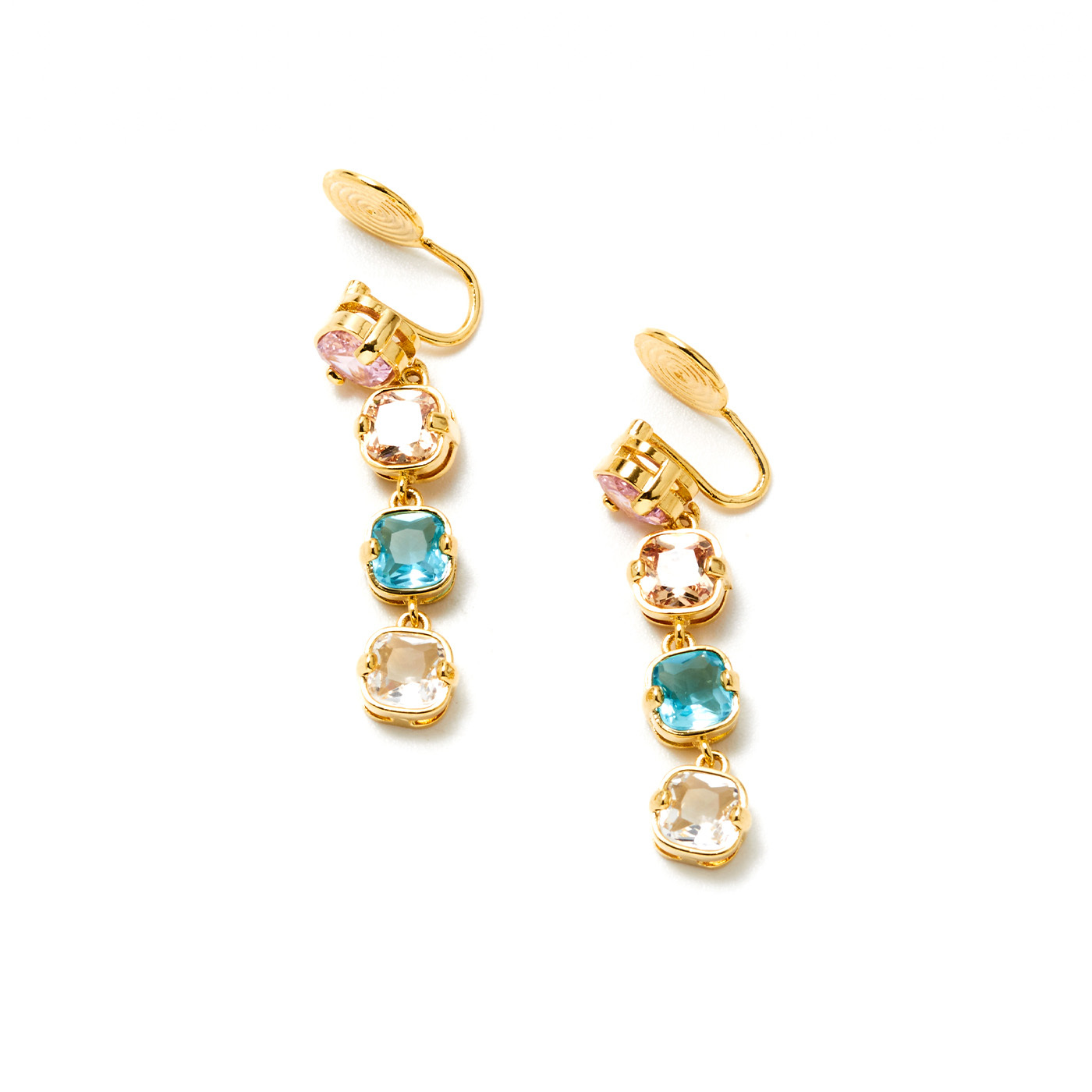 平價飾品,鋯石,夾式垂墜耳環