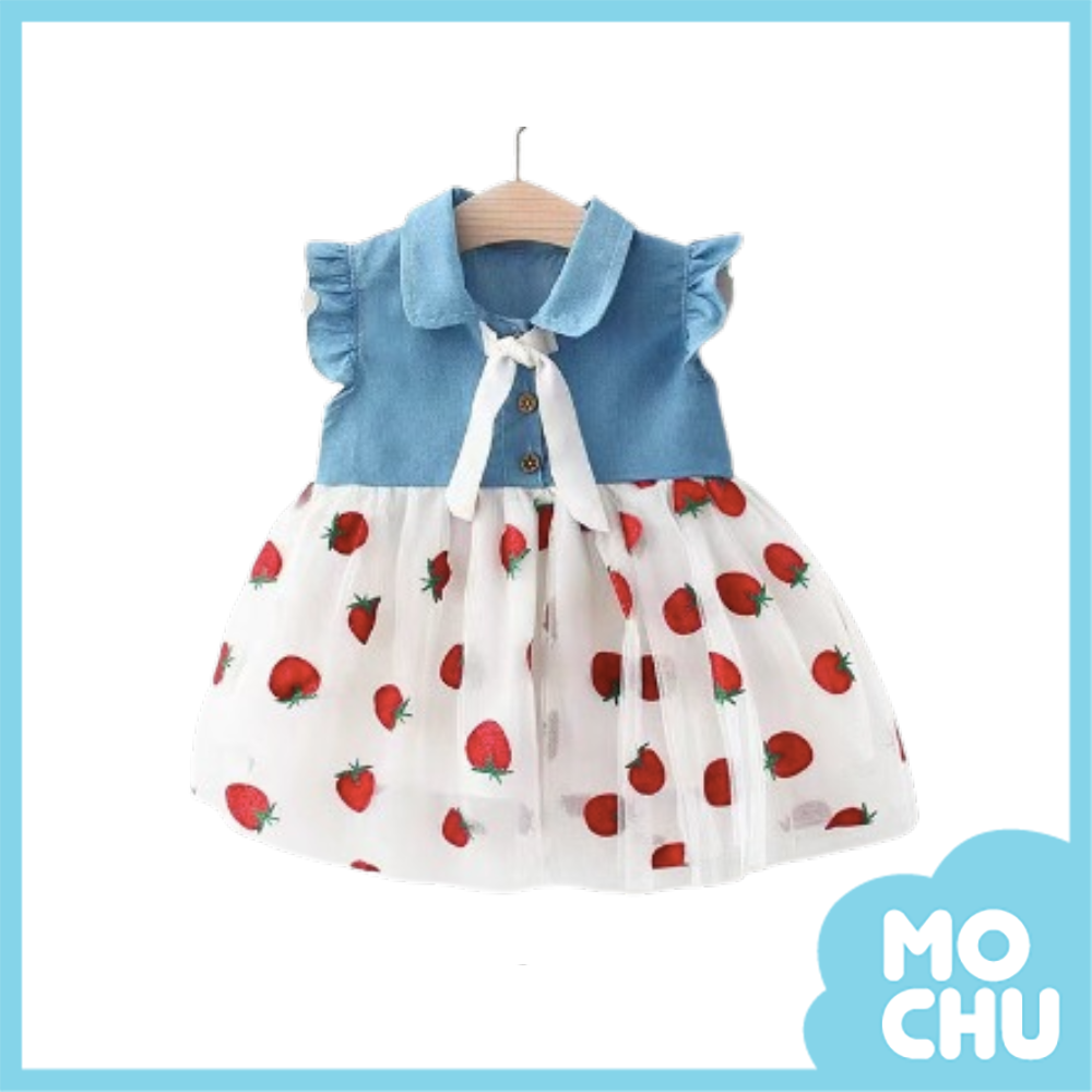 草莓甜心網紗連衣裙(二色）