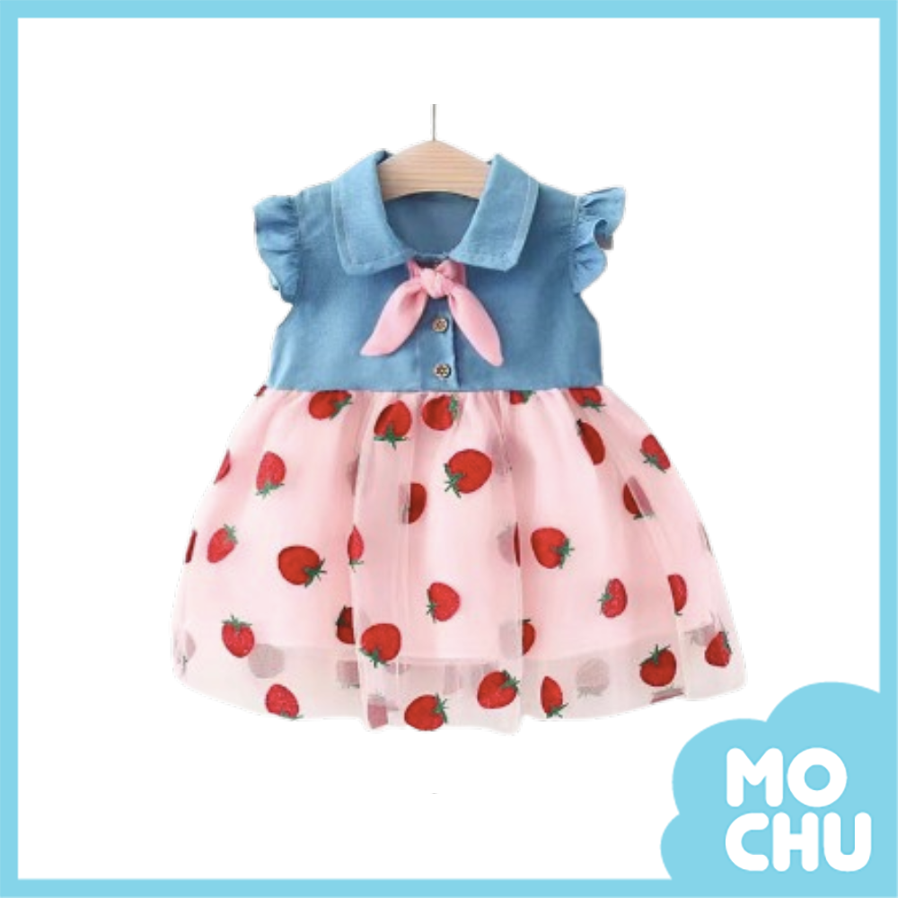 草莓甜心網紗連衣裙(二色）