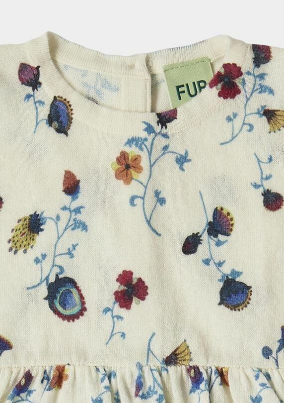 FUB 花草針織包屁衣 BABY ROMPER SUIT-ECRU/FLOWER