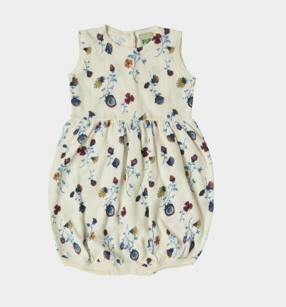 FUB 花草針織包屁衣 BABY ROMPER SUIT-ECRU/FLOWER