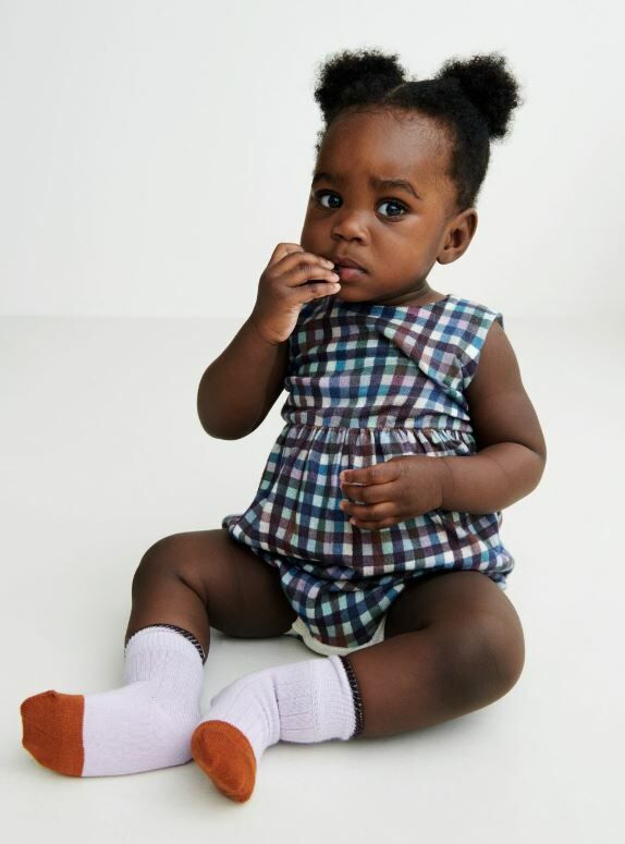 FUB 格紋針織包屁衣 BABY ROMPER SUIT-MULTICHECK