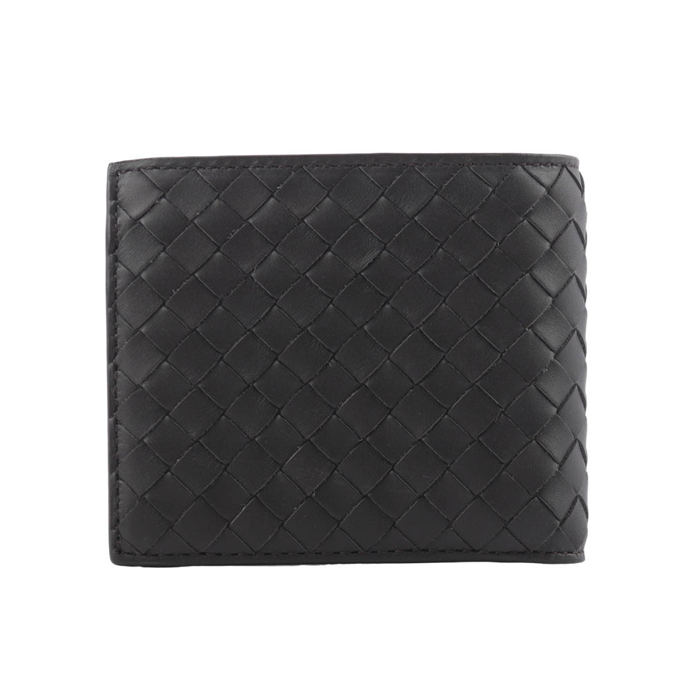【BOTTEGA VENETA】小牛皮編織零錢袋對開短夾(咖啡色) 193642 V4651 2096