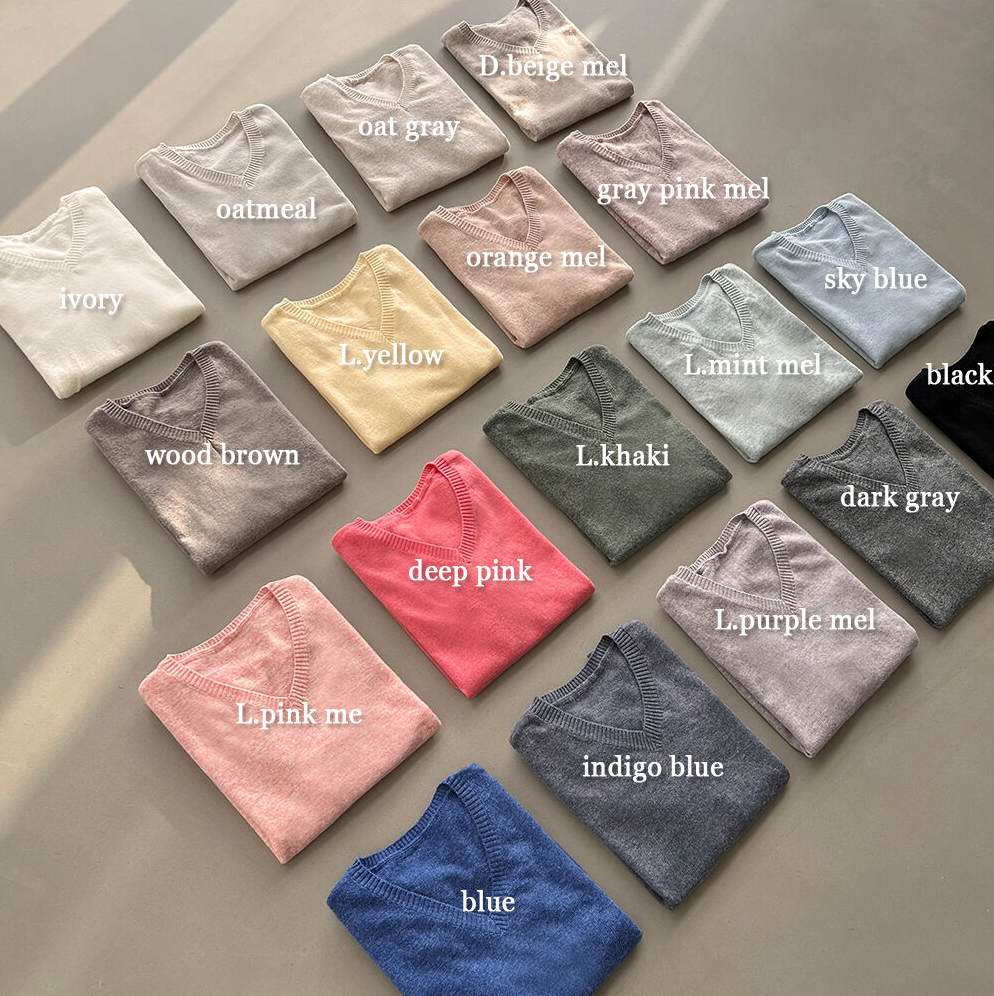 回饋優惠❤️現貨｜棉花糖18色圓/V領針織短袖上衣