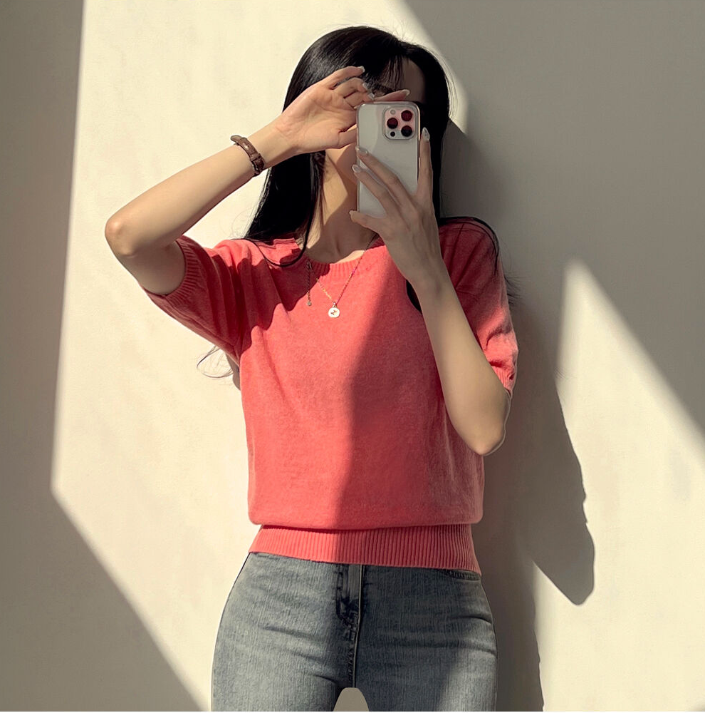 回饋優惠❤️現貨｜棉花糖18色圓/V領針織短袖上衣