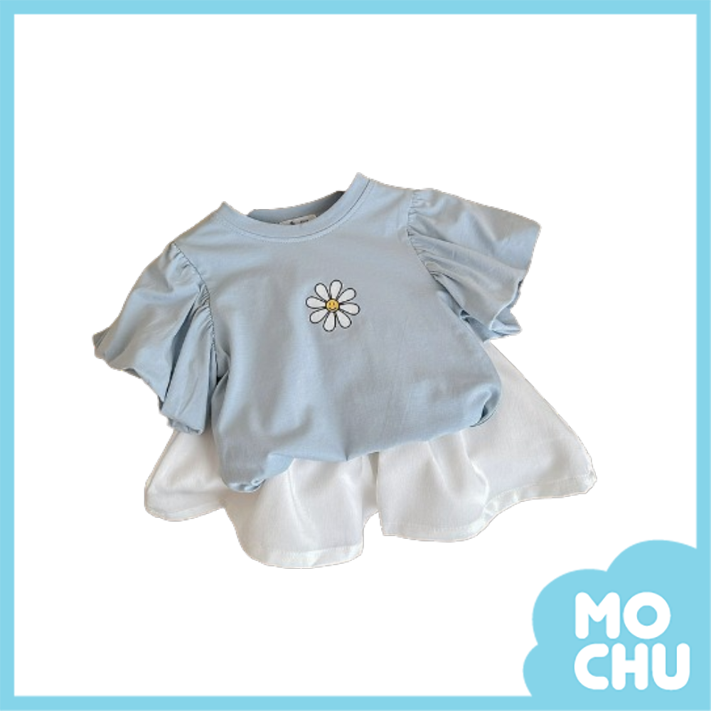 燈籠袖印花套裝(三色）