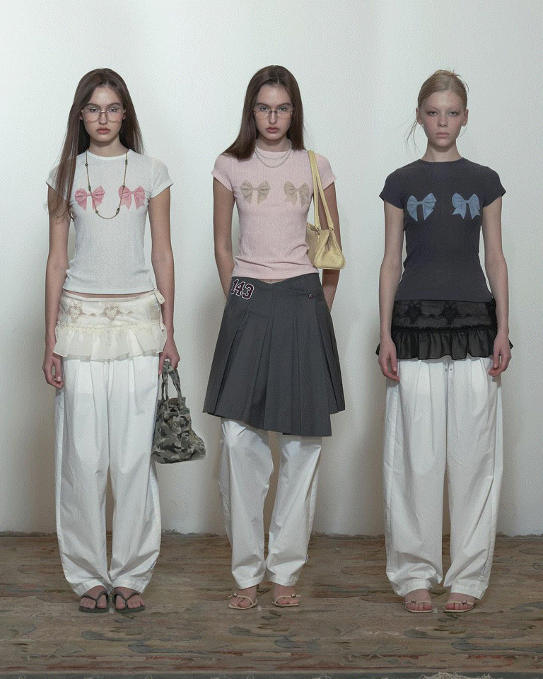 SCULPTOR) Bow Bow Baby Tee - 3col