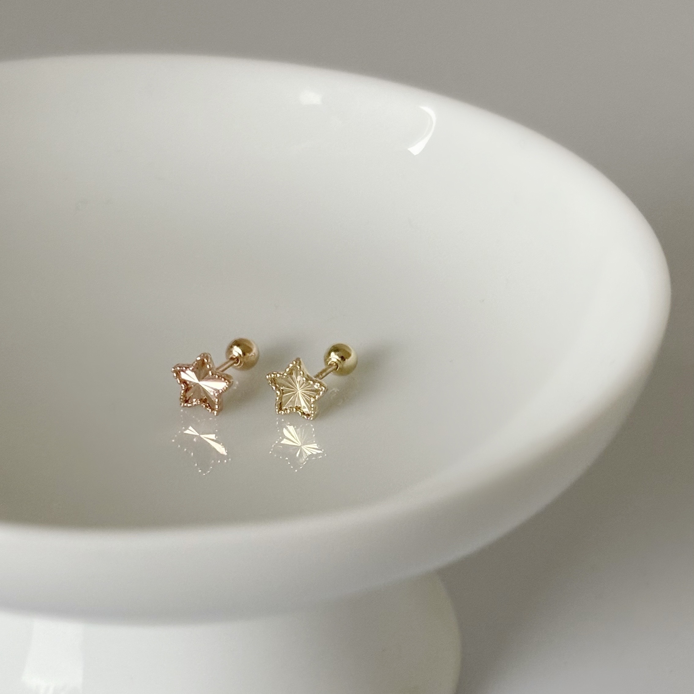 14k滾邊閃閃星星轉珠耳環