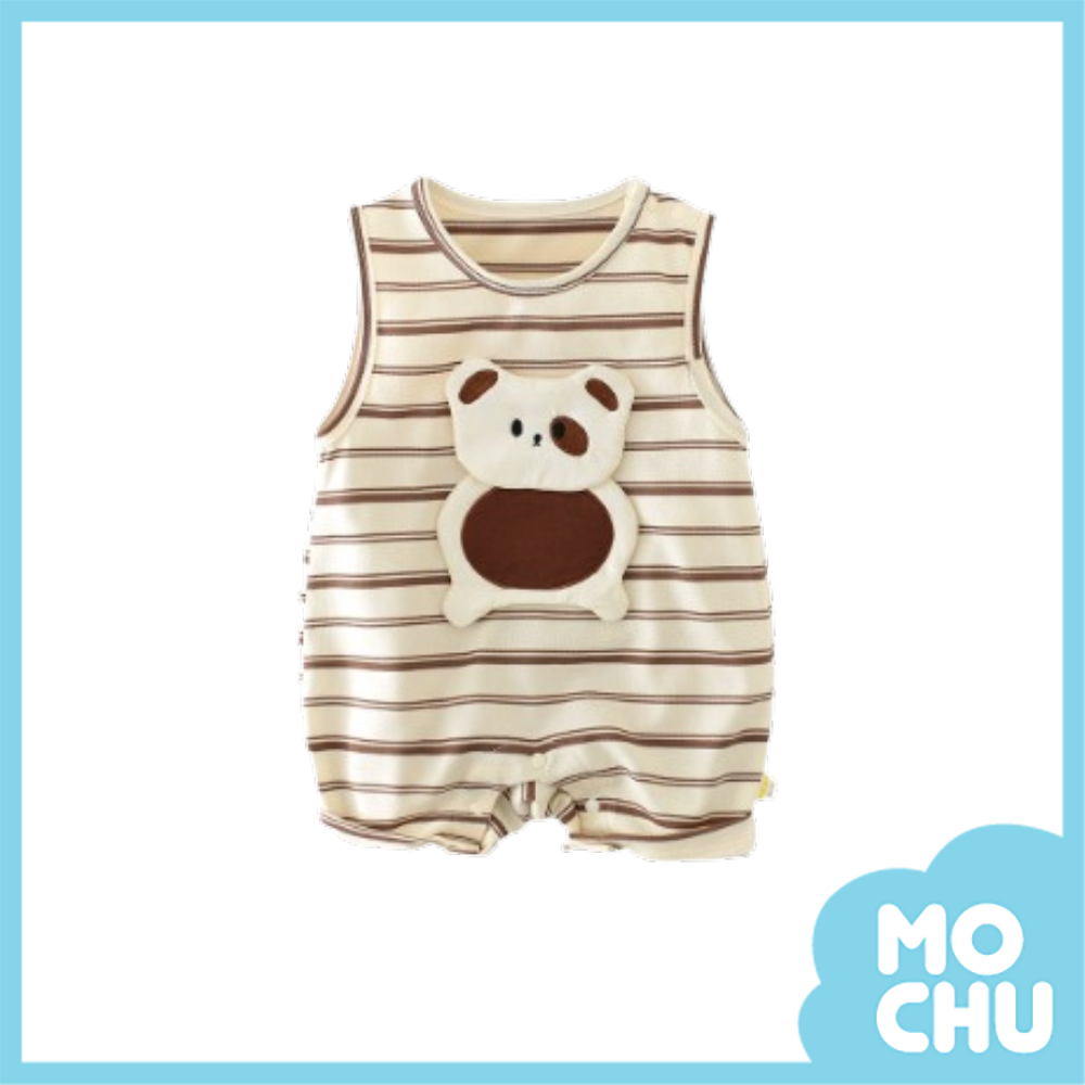 黑眼圈小熊條紋無袖連身衣
