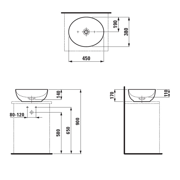 Laufen "Alessi One" 8.1897.5.716.112.1 Countertop Washbasin (Without overflow)*SaphirKeramik*