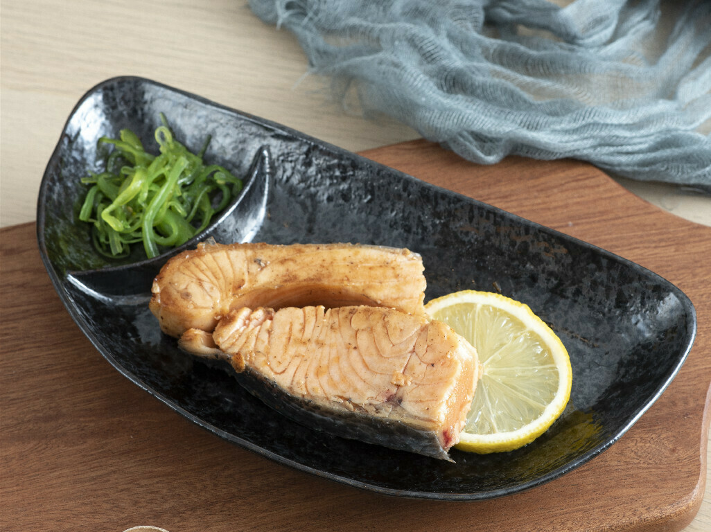 柚子天目分隔半月盤/24x13x3cm