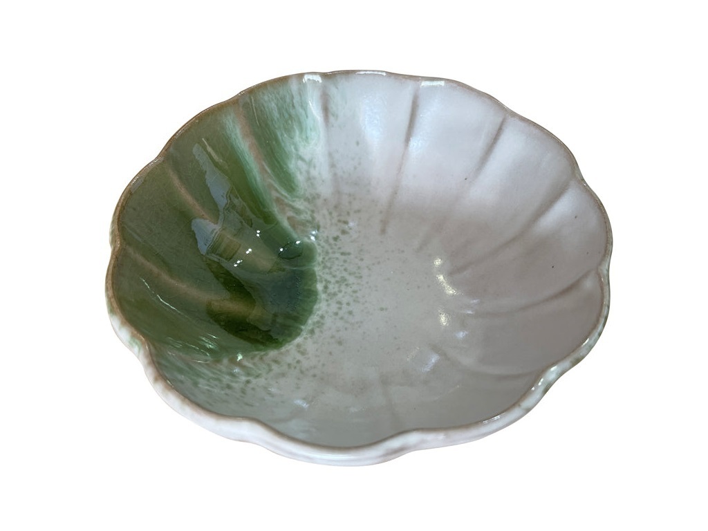 綠吹花型缽/約13.4x5cm