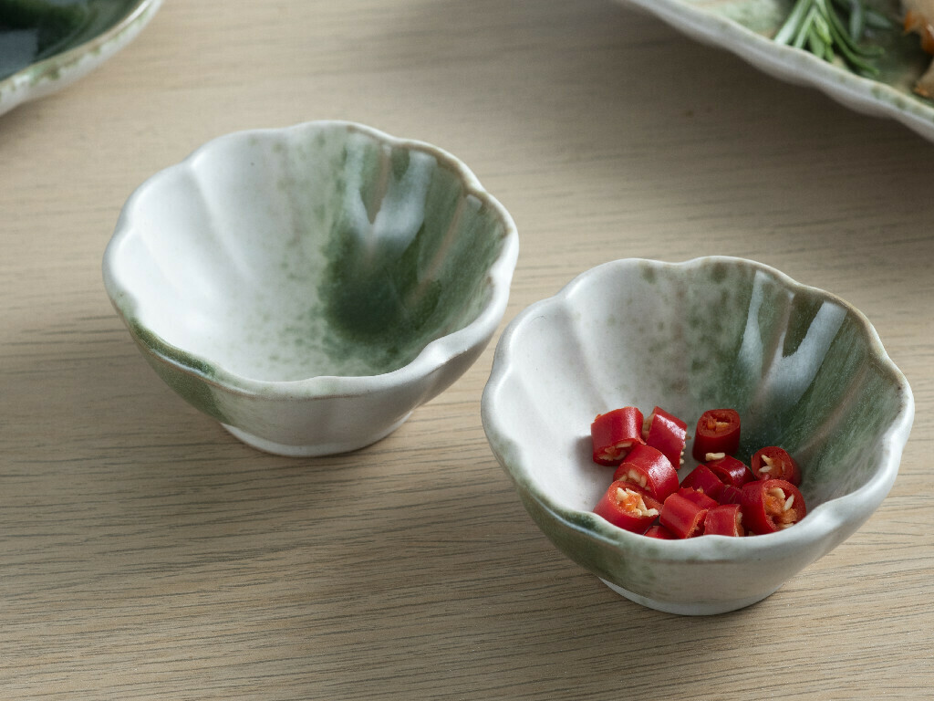 綠吹花型小缽/7.5x3.2cm