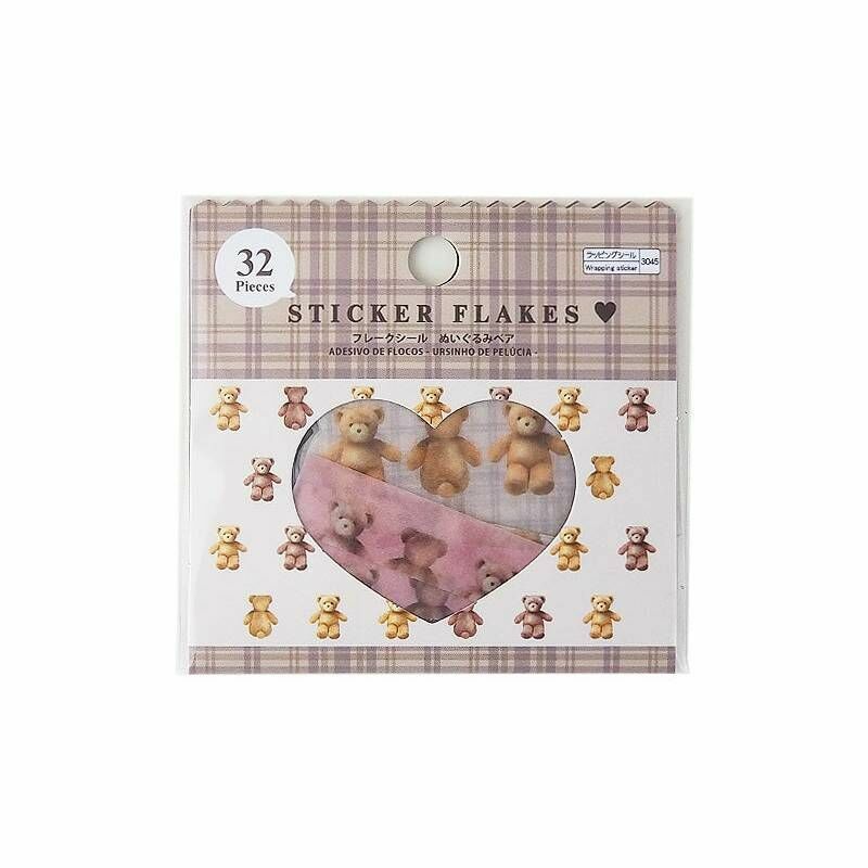 包裝封口貼/毛絨小熊 32入