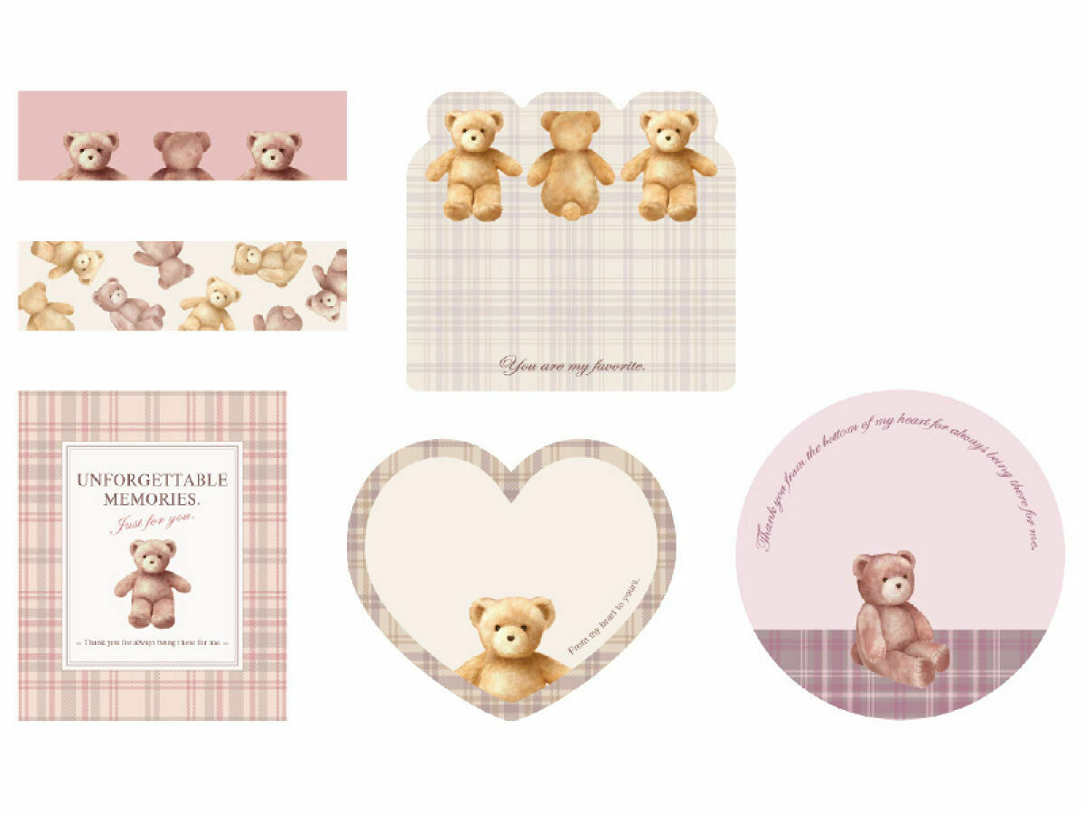 包裝封口貼/毛絨小熊 32入