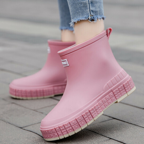 Anti-slip mid-barrel softsole rain boots (pink HL3233-不加cotton -要選大1碼)(Shoe code:36/37/38/39/40/41)(下單後聯絡客客袺認袼)