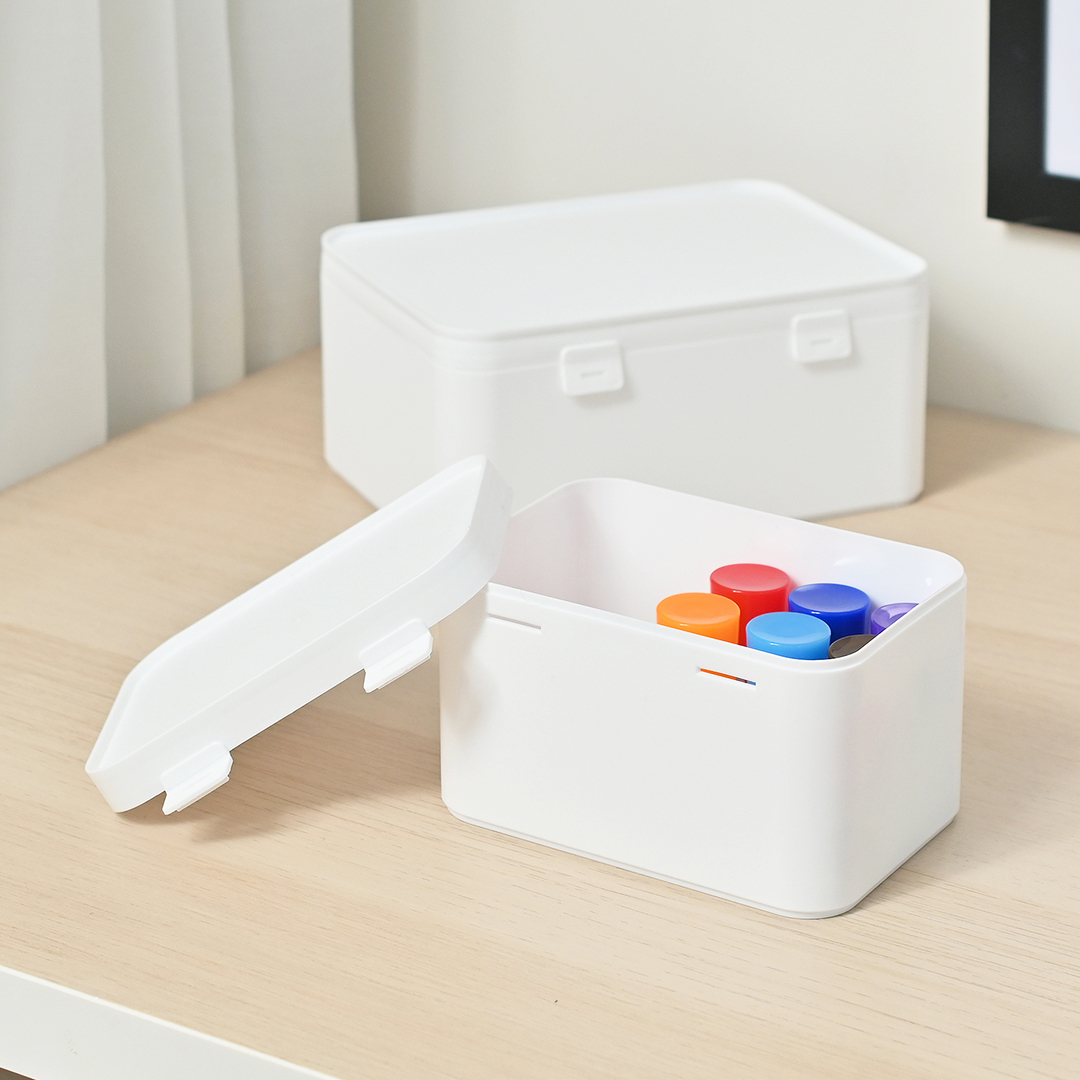 堆疊式附蓋收納盒/白 21.5x9.9x15.5cm