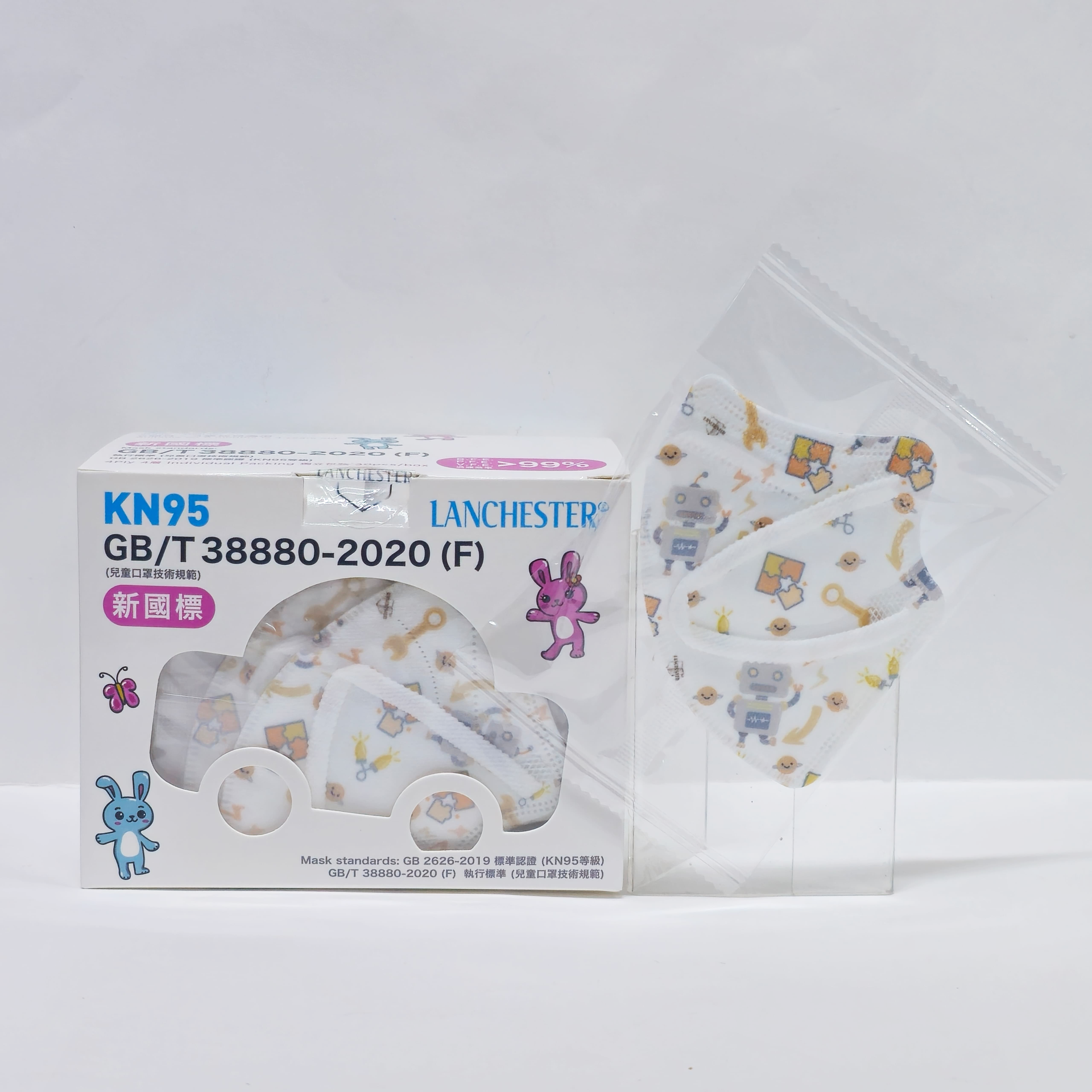 KN95-幼兒4層3D立體防護口罩(機器人)(三十片/獨立包裝)(新國標-GB/T38880口罩)(醫用級口罩)