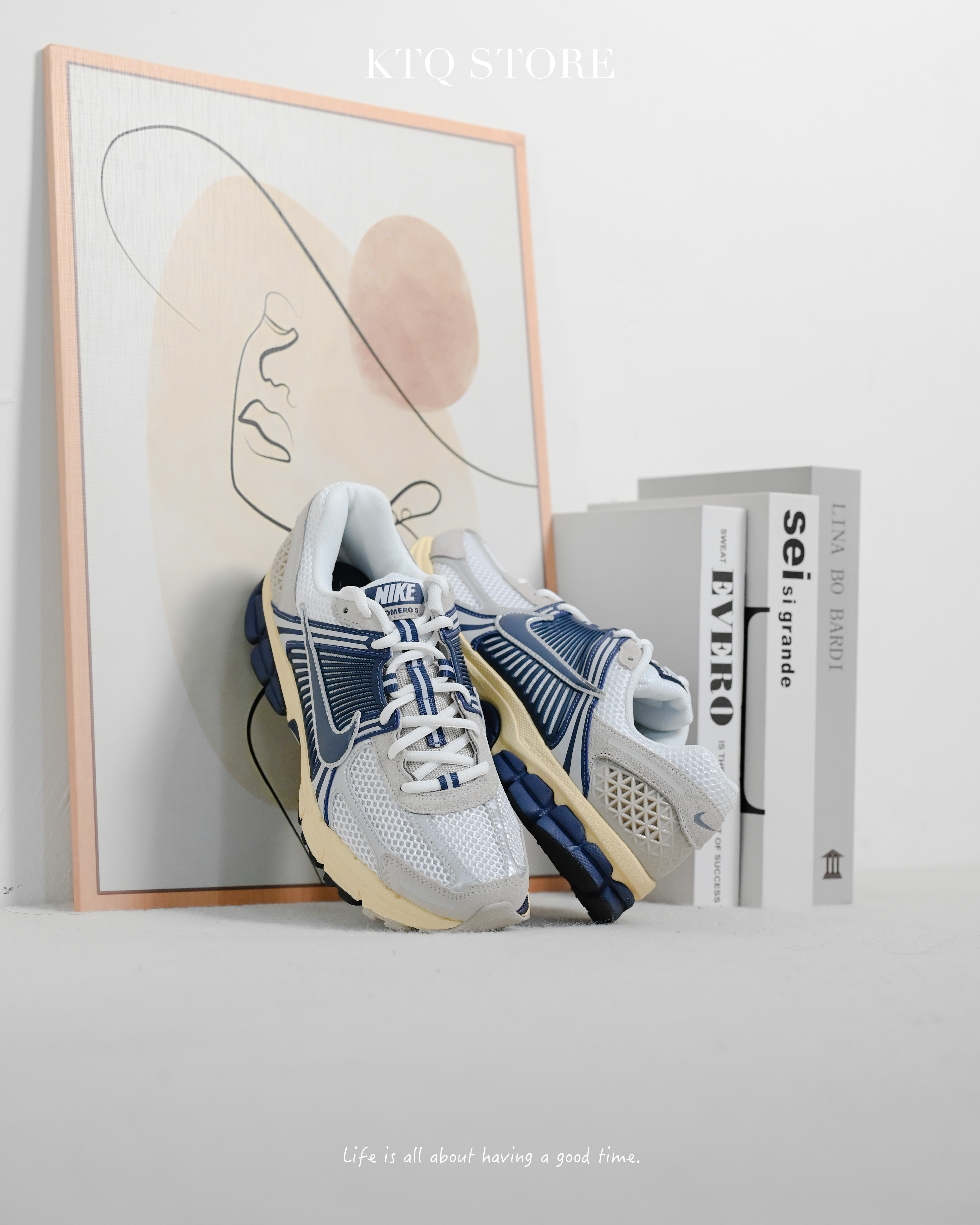 KTQ STORE ‧Nike Zoom Vomero 5 復古海軍藍反光輕量慢跑鞋男款 HF4259-100