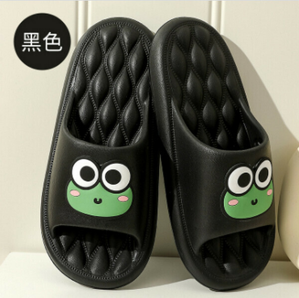 Cartoon Anti-slip Slippers [Black (Frog)] [36-45 code] [Contact customer service after the order to confirm the ruler code]