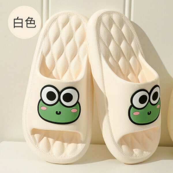 Cartoon anti-slip-like cool slippers [white (frog) 】【36-45 code】【下單後聯關客袺認袼】