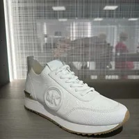 [S] MICHAEL KORS JENKINS KNIT TRAINER FX LEATHER/MK CHM BOMBE PTCH,OPTIC WHITE, 49S3JNFS1L-OPTIC WHITE (SMK887)