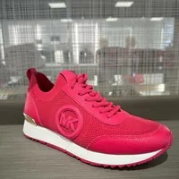 [S] MICHAEL KORS JENKINS KNIT TRAINER FX LEATHER/MK CHM BOMBE PTCH,ELECTRIC PINK, 49S3JNFS1L-ELECTRIC PINK [FINAL SALE] (SMK888)