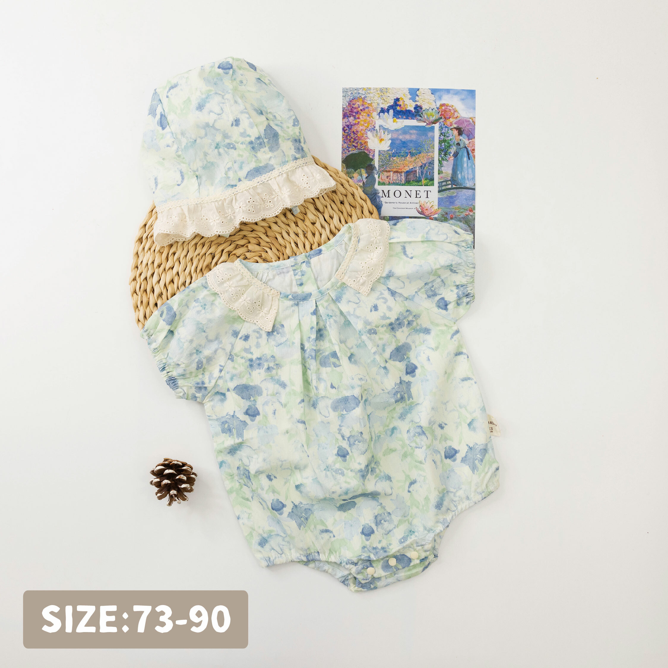 【JG0177】渲染水墨氣質蕾絲拼領包屁套裝(衣+帽)