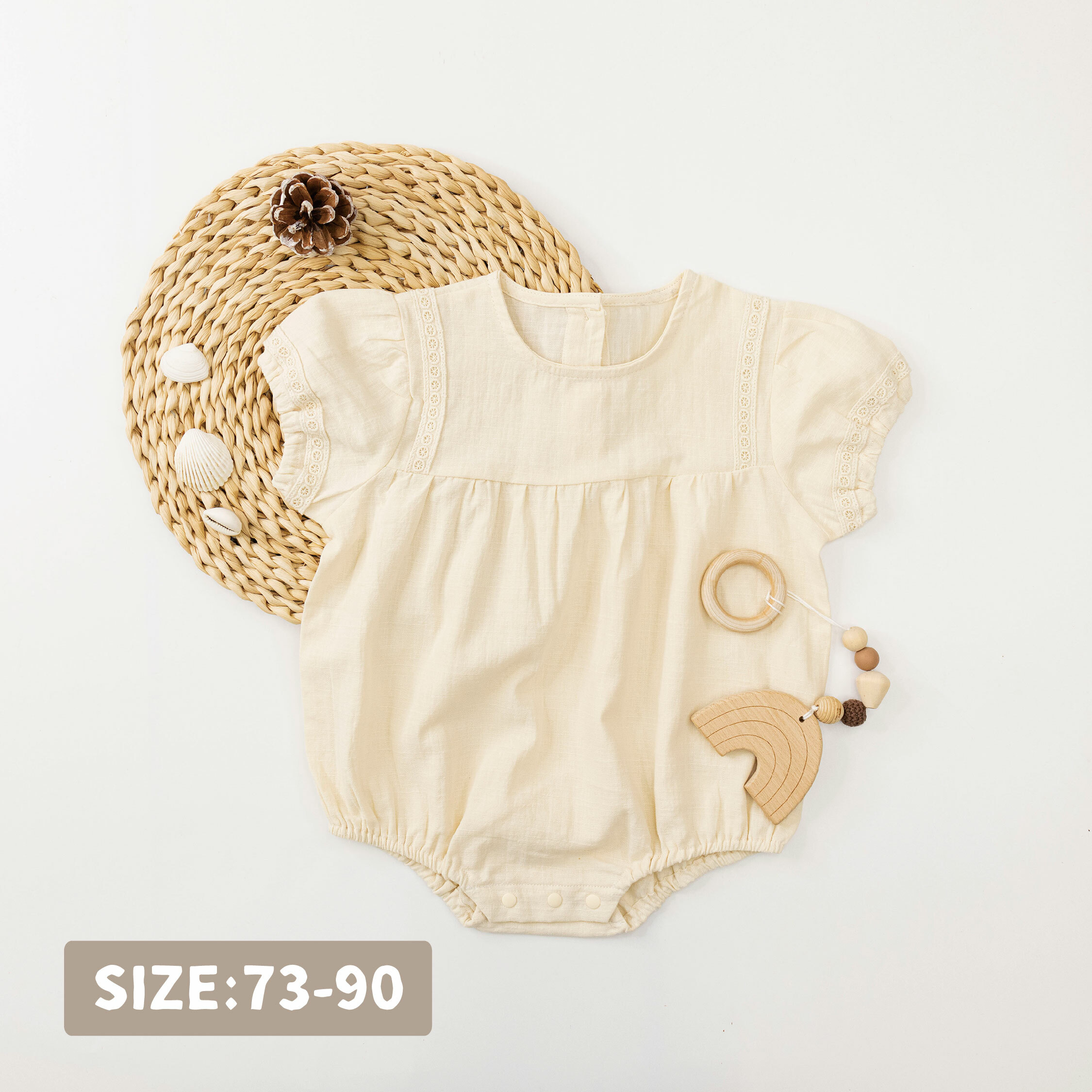 【JG0186】日系文青緹花拼接包屁衣