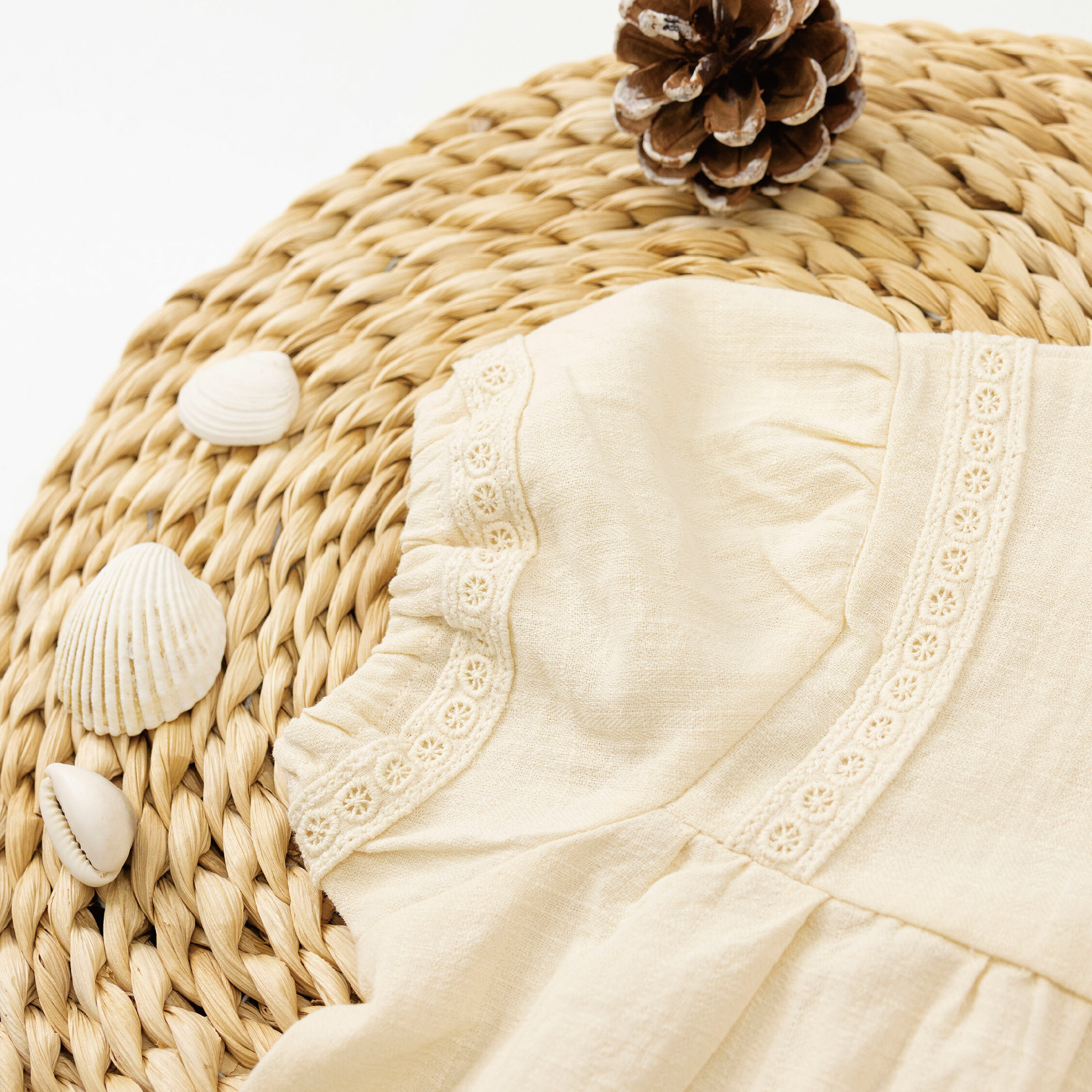 【JG0186】日系文青緹花拼接包屁衣