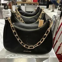 [S] MICHAEL KORS 35S2G4CW3L CORA LG ZIP POUCHETTE LEATHER,BLACK, 196163091709 (SMK908)