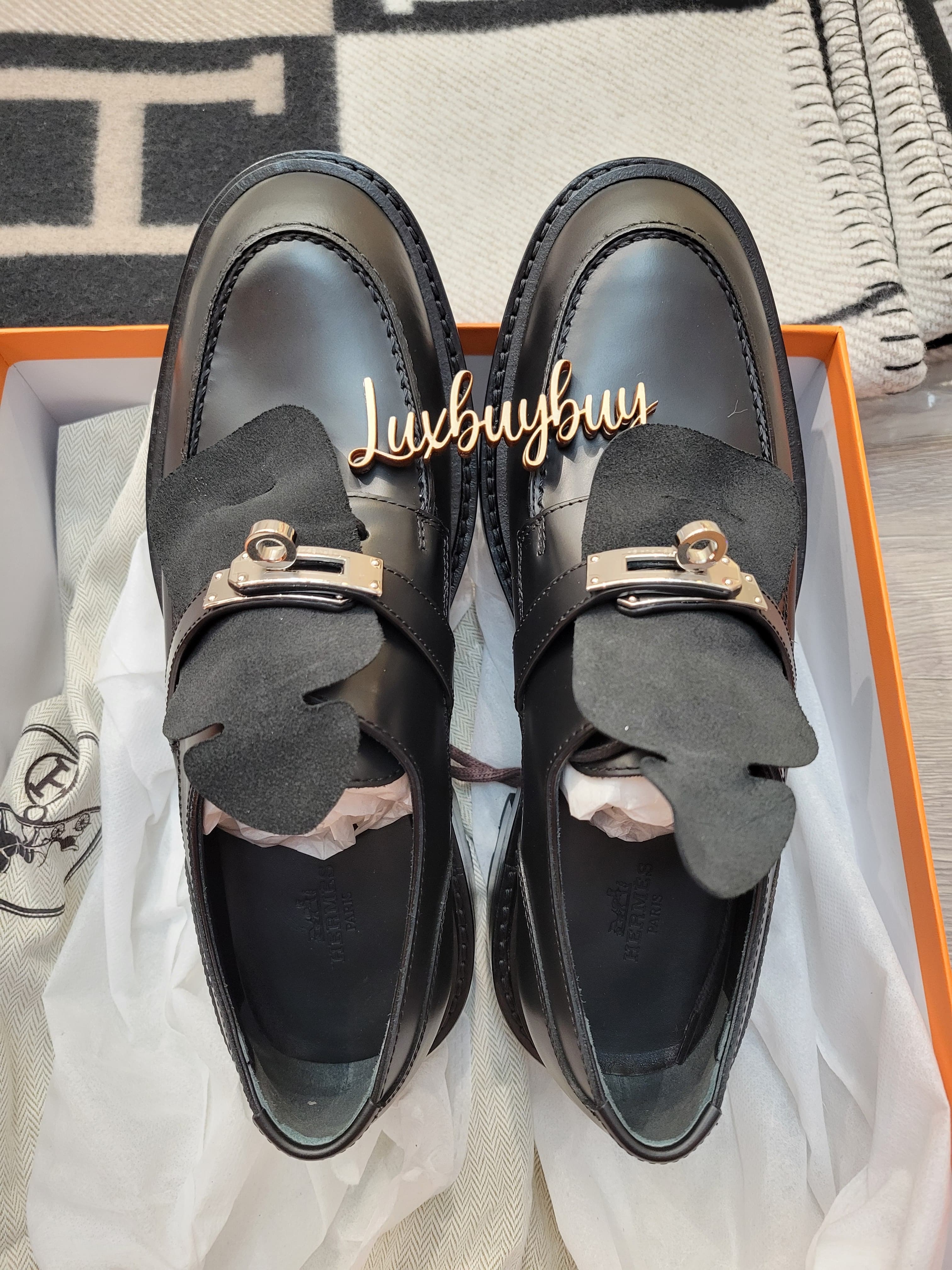 HERMES First derby shoes NOIR CK SIZE 38