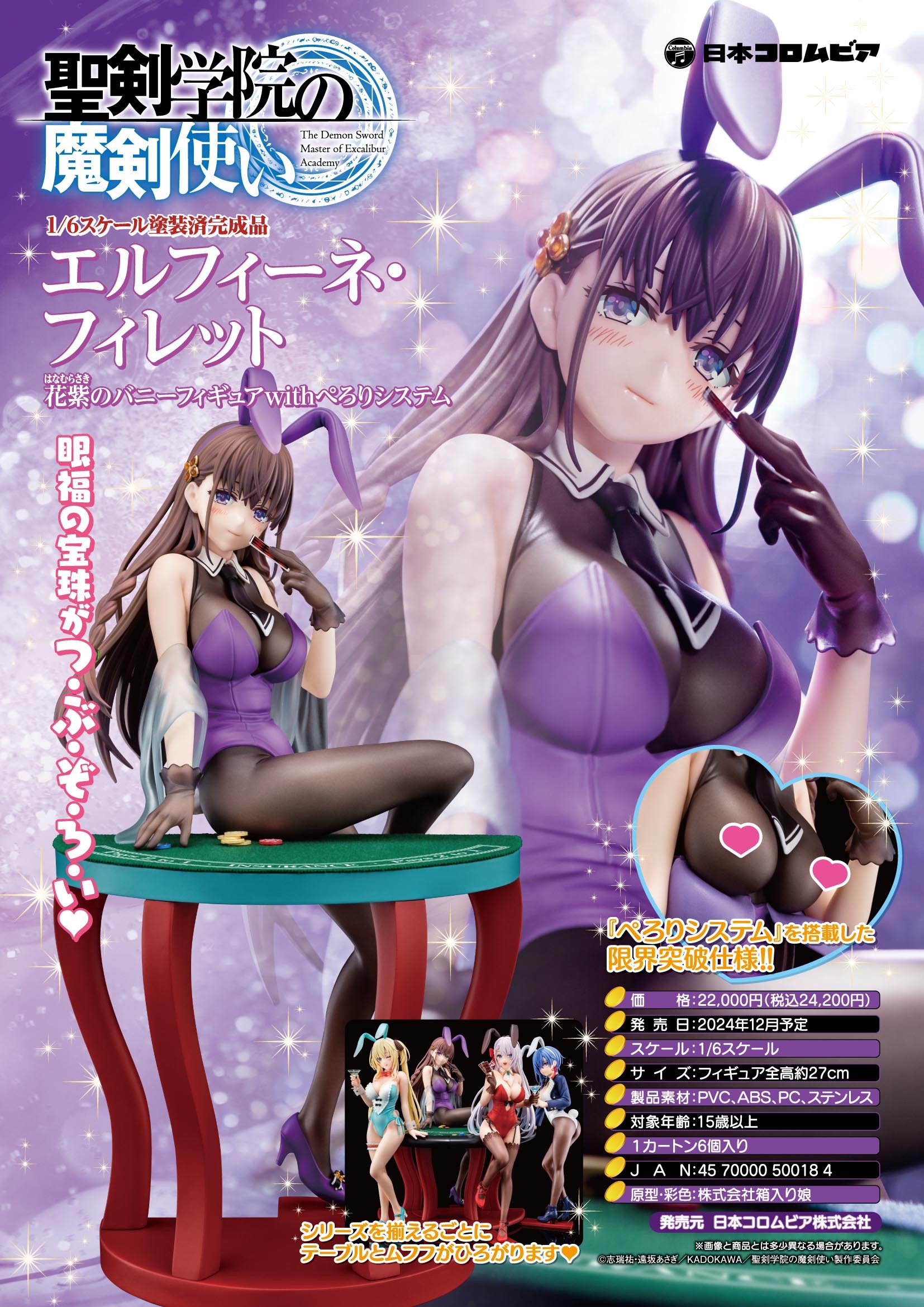 1/6 聖劍學院的魔劍使 艾爾菲涅 費雷特 花紫的兔女郎  "The Demon Sword Master of Excalibur Academy" Elfine Phillet Wearing Flower's Purple Bunny Costume with Nip Slip Gimmick System