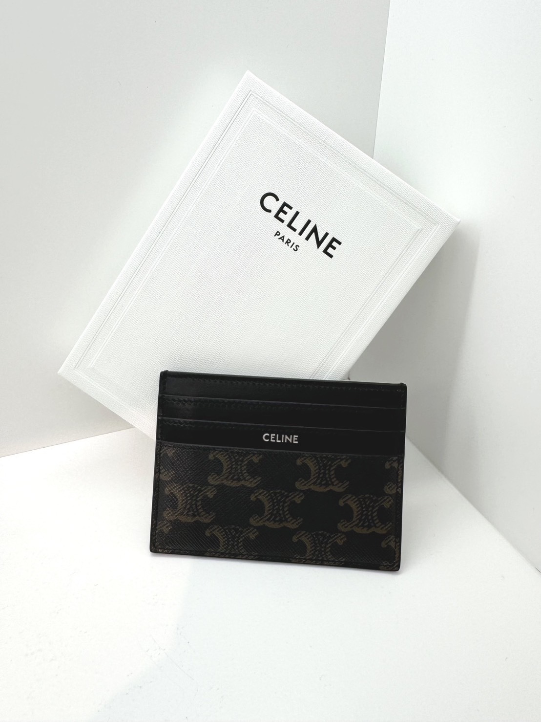 Celine 咖啡色 滿版 印花 卡片套