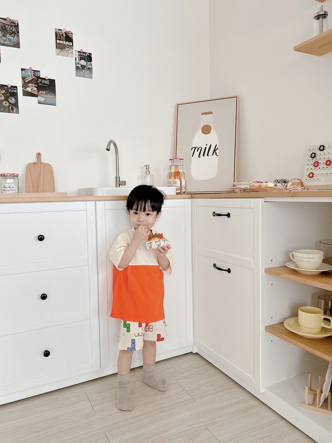 荷蘭CarlijnQ 有機棉拼接夕陽上衣 - Tomato