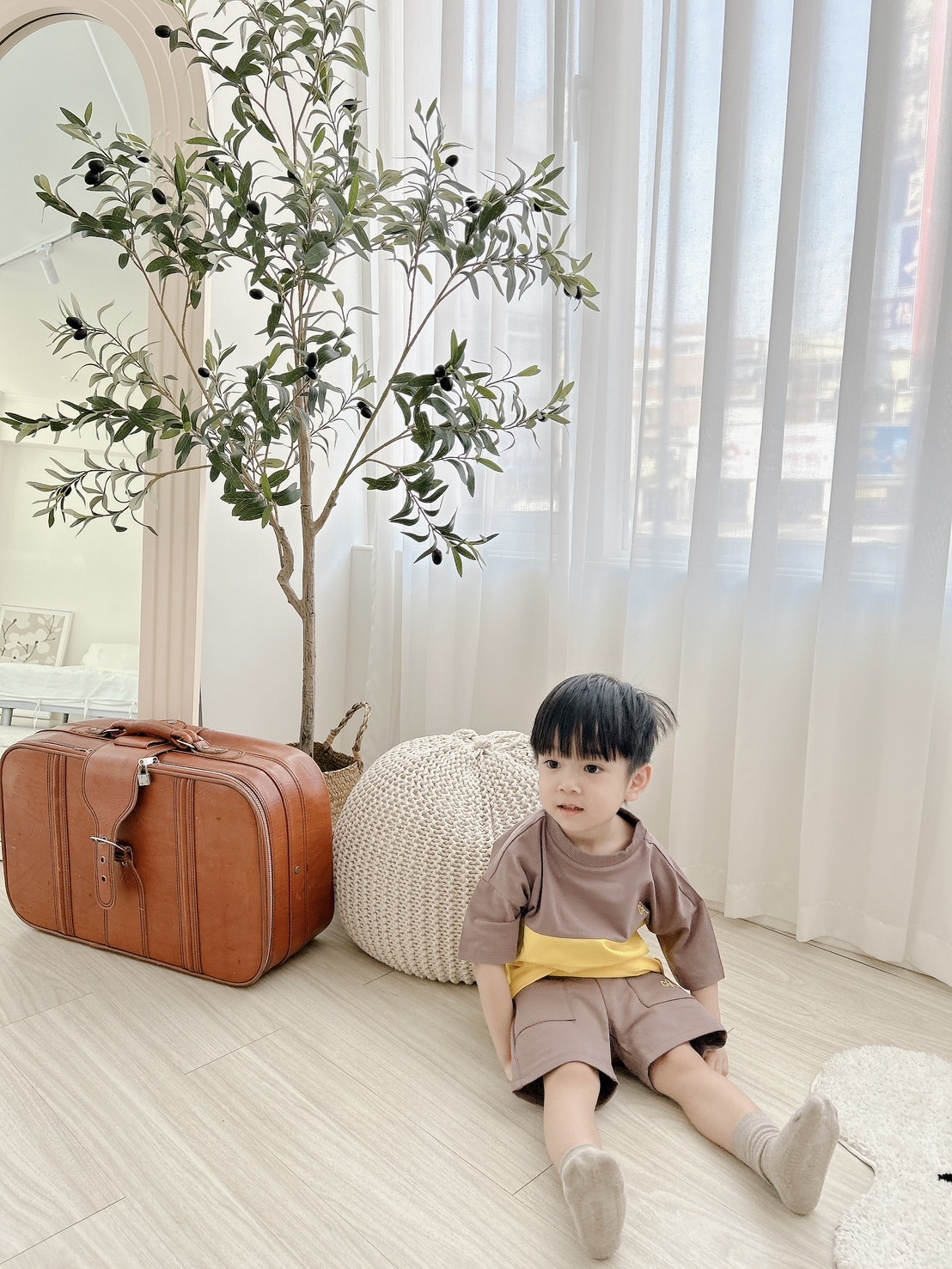 荷蘭CarlijnQ 有機棉落日餘暉上衣 - Coconut Brown