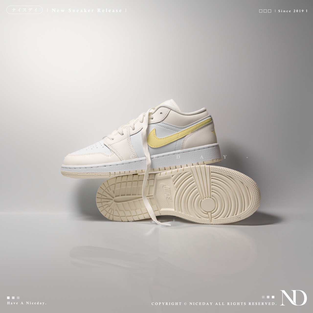 NICEDAY 現貨 Air Jordan 1 白黃 低筒 女鞋 FV8486-181