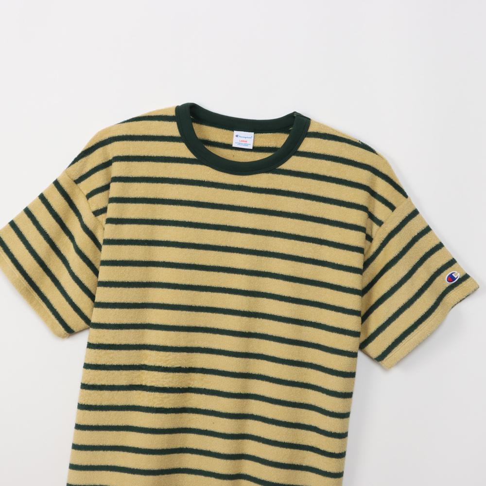 男款-休閒條紋 毛圈布 短TEE -黃x黑（C3-Z334-780）