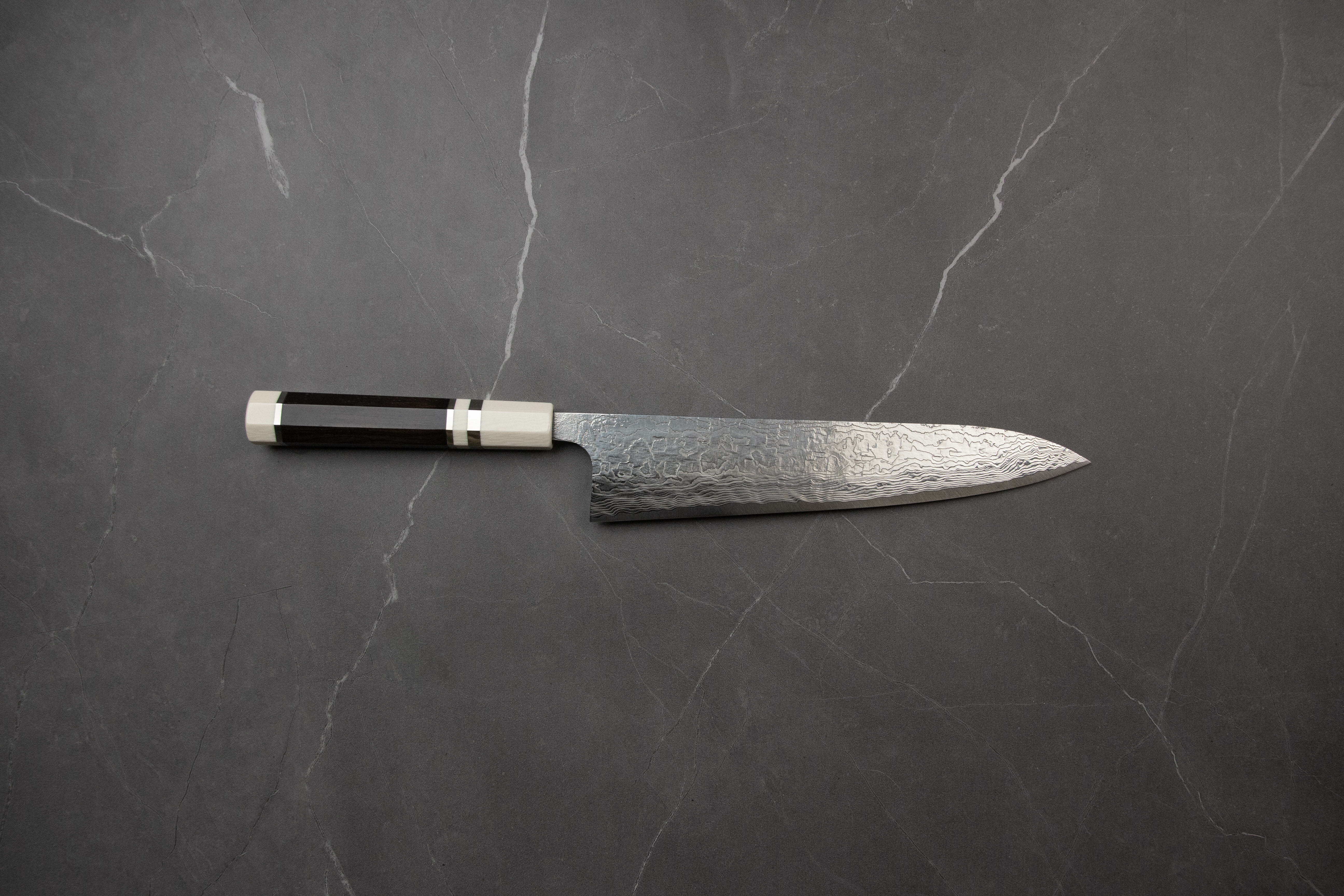 佐治武士 R2 ダイヤモンドフィニッシュ 牛刀 アイアンウッド 24cm 佐治武士鑽石大馬士革紋R2 粉末鋼牛刀240 mm ***刀條*** 附