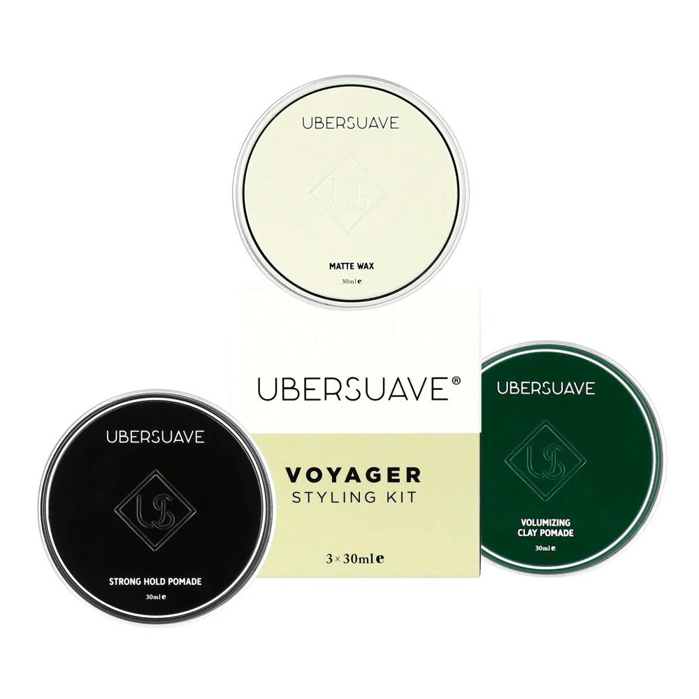 新加坡 Ubersuave - 優博士 頭髮造型品 3件組（髮油＋髮蠟＋髮泥 / 隨身瓶）