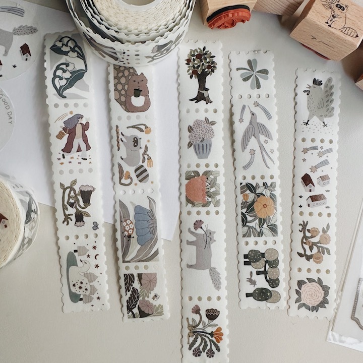 郵票 和紙膠帶 flower animal & a good day ｜森空