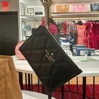[S] KATE SPADE KG426 CAREY SMOOTH QUILTED SMALL CARD HOLDER,BLACK, 196021443527 (SKS999)