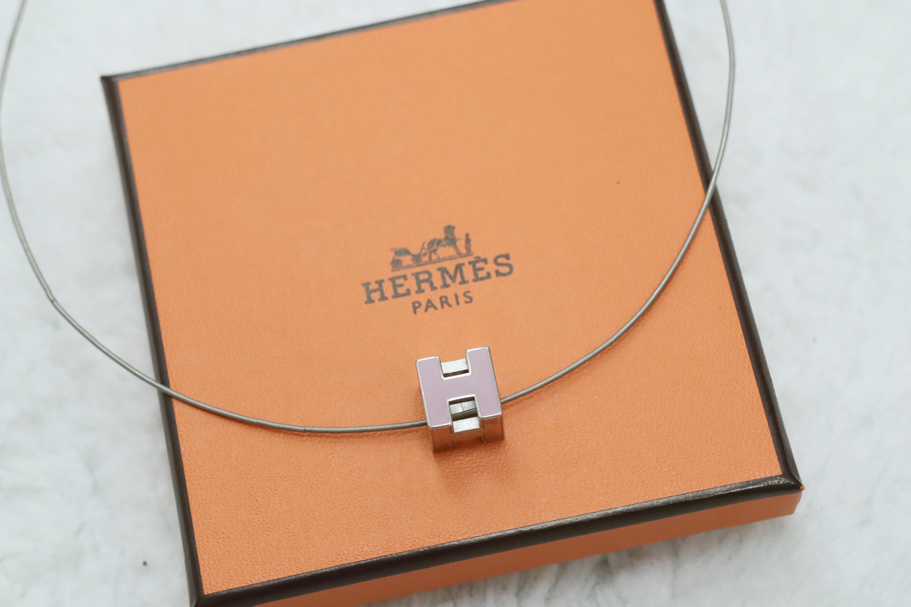 Hermes粉銀頸鏈🩷