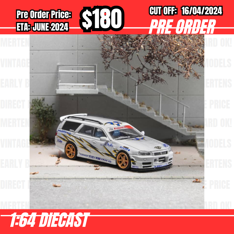 RS-$180  * Zoom * 1:64 Nissan Stagea WC34 260RS Blitz White [OD12/04]