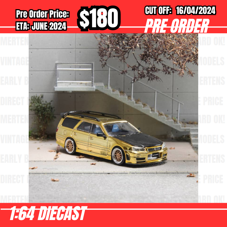 RS-$180  * Zoom * 1:64 Nissan Stagea WC34 260RS Chrome Gold [OD12/04]