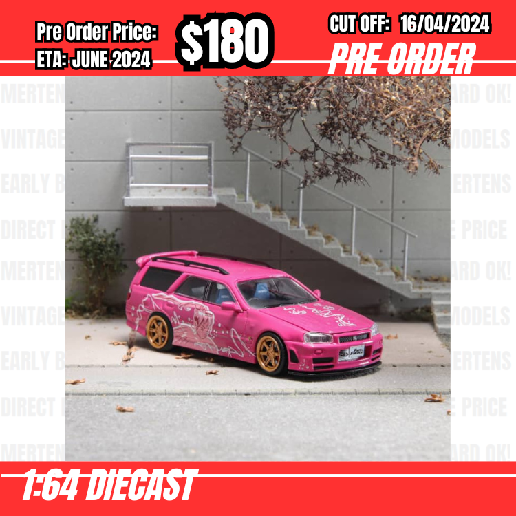 RS-$180  * Zoom * 1:64 Nissan Stagea WC34 260RS FNF Pink [OD12/04]